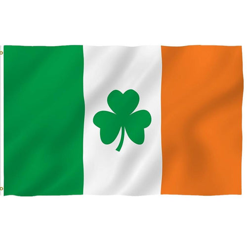 3x5Ft Ireland Shamrock Flag Polyester Leaf Saint Patrick's Day Clover Flags Banner Parade Event Decoration Flying Bunting Flags